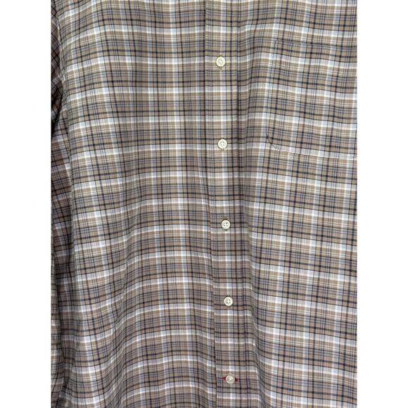 Men's Cremieux Tan and Blue Plaid Long Sleeve Button Down Size XL - Picture 6 of 9